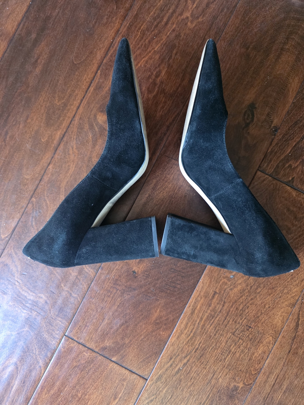 Sam Edelman Halston Black Suede Pointed Toe Block Heel Pumps - Size 9.5 - Picture 5 of 12